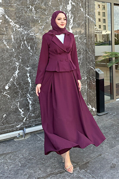 Ovn. طقم بيليكاش ذو تنورة مزدوجة - بورجوندي