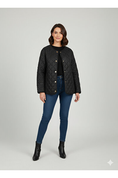 Tangül&Ali'S Moda Evi Siyah Kapitone Mont