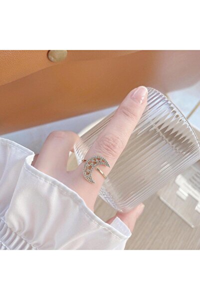 Pursehuit Inel auriu, reglabil, suflat cu aur de 14k și pietre de zirconiu, S...