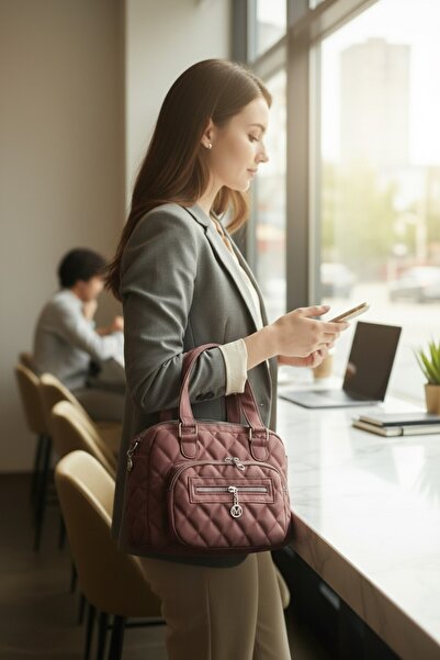 Glowfit Shine Your Shape Kadın Bordo Kapitone Omuz Çantası Su Geçirmez Buzzy ...