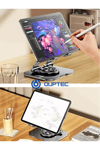 Ouptec Suport de masă mare din metal pentru tabletă și telefon, cu 2 niveluri...