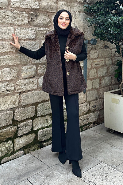 Ovn. Wide Collar Leopard Vest - Brown