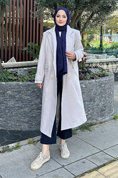 Ovn. Wide Cuffed Cashmere Coat - Stone Color