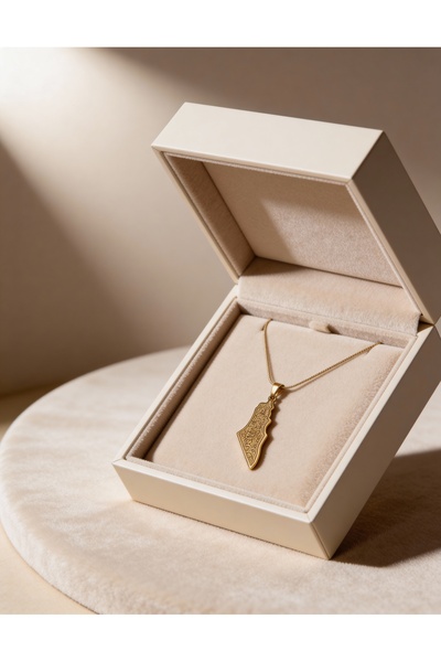 Zaytoon Filistin Haritası İçinde "Kuran Ayeti" Paslanmaz Kaplamalı Zinciri Un...