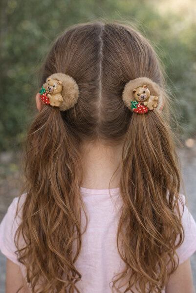 Handmade İkili Capybara Peluş Lastik Toka