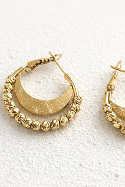 Leo'Stone Özel Seri Stellar Moon Halka Tasarım Dorika Top Detaylı Kadın Çelik...