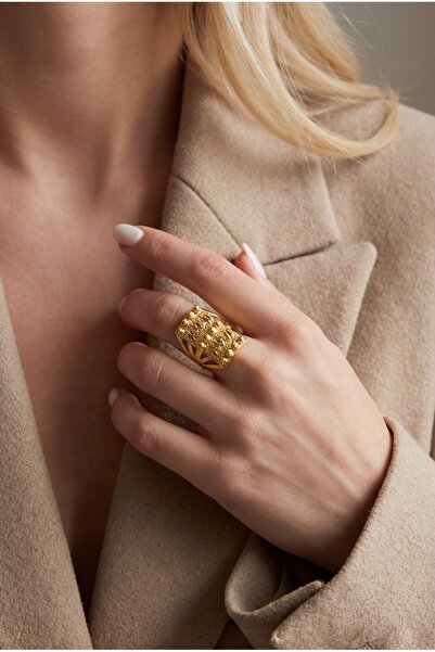 FerizZ 22 Ayar Altın Kaplama Dorika Toplu Kaburga Yüzük YZK-498