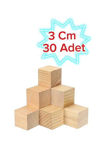 iDekor (3cm) Ahşap Küp (30 adet) - DIY Sanat ve Hobi Projeleri biblo yapımı -...