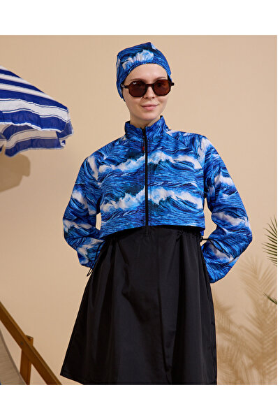 GAVLİA Women's Hijab Swimsuit 3-Piece Set - Half-Covering Zippered..