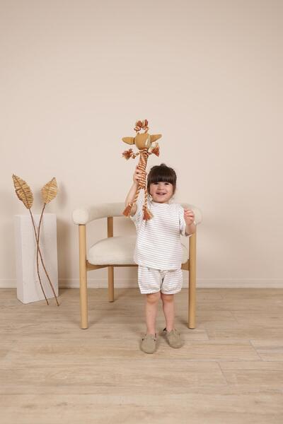 OhlalaKoala İndigo Çizgili Lastikli T shirt Şort Takım