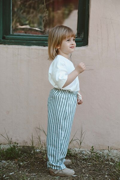 OhlalaKoala Unisex Χακί ριγέ βαμβακερό παιδικό παντελόνι