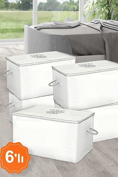 ALAS 6'lı Set Sandık Tipi Yastık Yorgan Saklama Hurcu 75 X 45 X 45 Cm