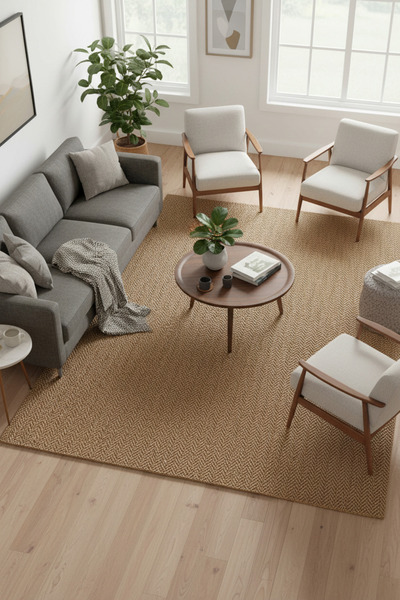 Santiva Home Natural sisal jute beige wicker rug washable non-slip base woven...