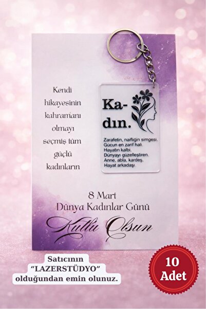 8 mart dünya kadınlar günü anahtarlığı hediyesi (Şeffaf renk)