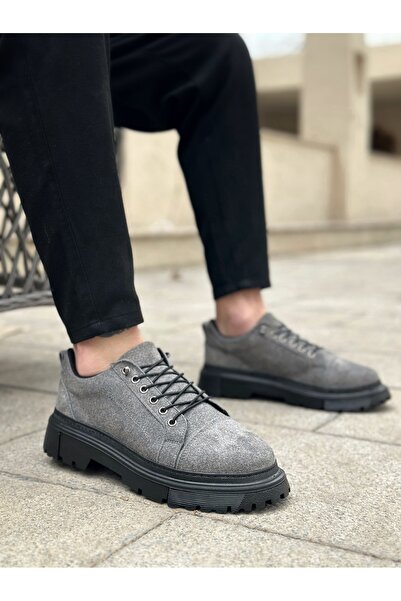 EBRUS TREND Et0245 Gray Suede Smart Rubber Lacing High Sole Casual Men's Shoes