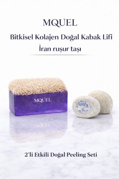 MQUEL Doğal Kabak Lifli Collagen ( Kolajen ) Sabun ve Ruşur Taşı