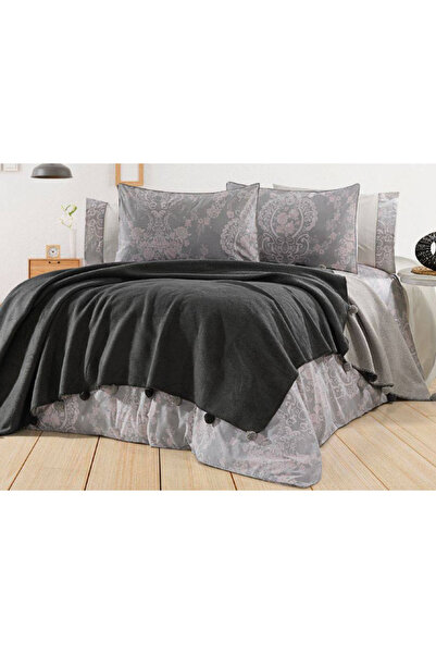 Dionisos Battaniyeli Nevresim Takımı Çift Kişilik 7 Parça Gri Gelin Seti