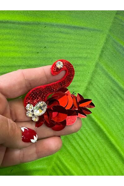 Gönülden Tasarım Emblema lebădă cu strasuri și paiete 6x6 cm