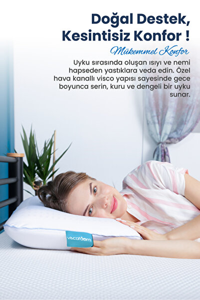 Viscofoam Air Terapi Hava Kanallı Ortopedik Yastık Visco Yastık Mavi 60x40x16cm