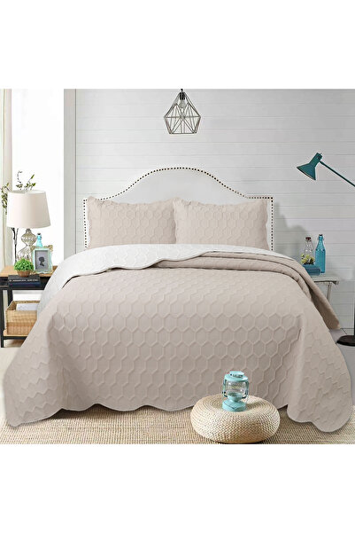 GOBLETTE HOME Perla Series Double Quilted Bedspread Set - Honeycomb Pattern -...
