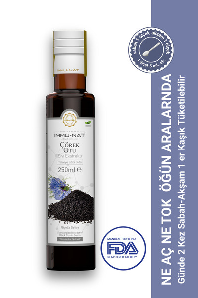 İmmu-Nat Çörek Otu Bitkisel Sıvı Ekstraktı 250 ml - Takviye Edici Gıda x2 Adet