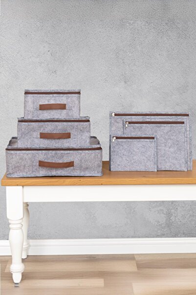 ALAS Набір з 6 сірих шкіряних деталей для упорядкування валіз та чемоданів