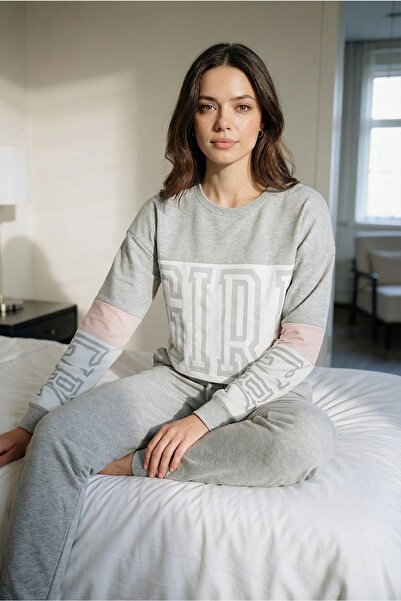 Espuar 3002 طقم بيجامة نسائي مريح بأكمام طويلة وأطراف مطاطية