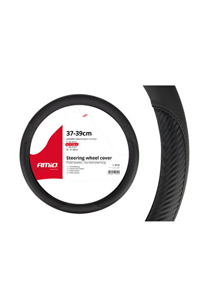 AMIO Husă volan neagră + carbon SWC-17-M (37-39cm)