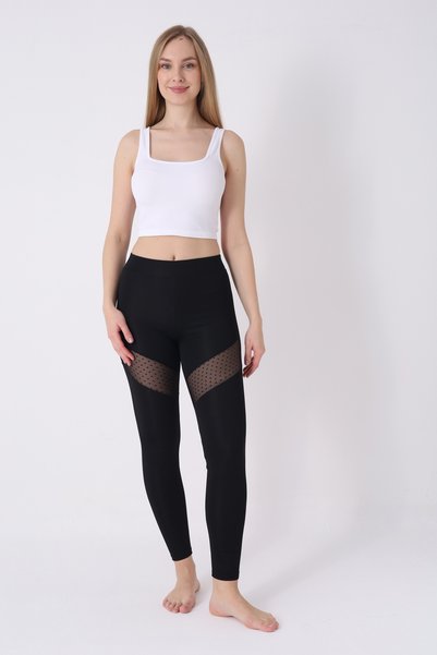 MissKATRE Women's Black Long Sports Leggings with Tulle