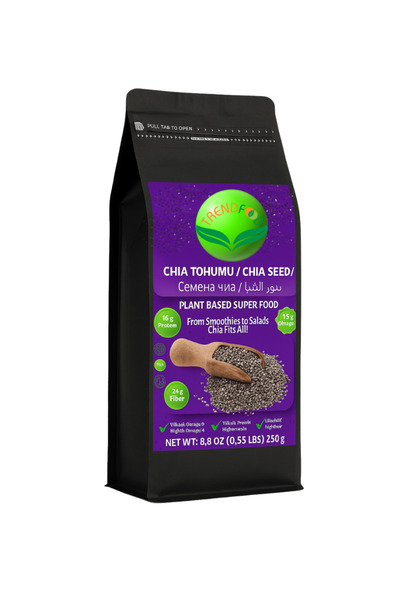 TREND FOOD Chia Tohumu | 250 g | Yüksek Lif & Omega‑3 İçerikli %100 Bitkisel ...