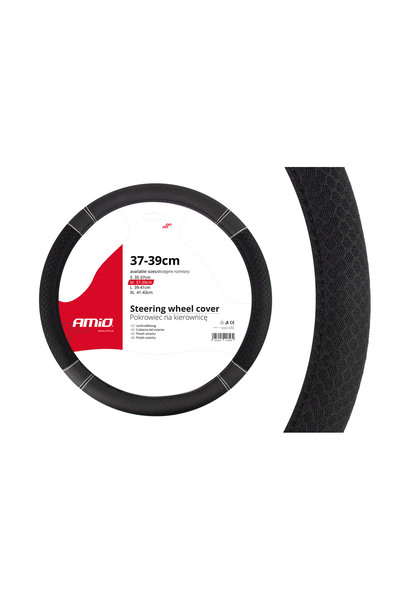 AMIO Husă volan negru tip fagure SWC-20-M (37-39cm)