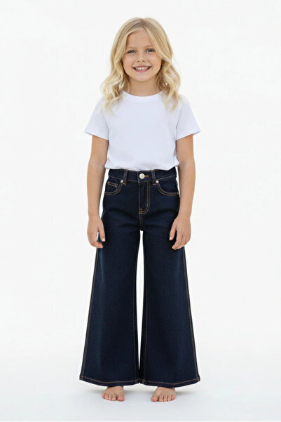 BOBBY JR KİDSWEAR Girl's Jeans with Orange Stitching and Loose Fit