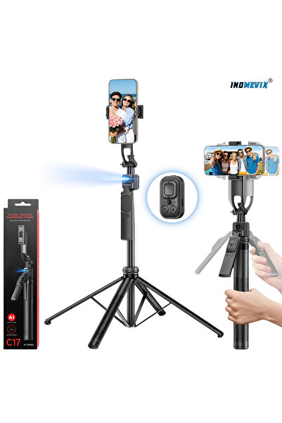 INOMEVIX Selfie Stick pentru Telefon cu Trepied si Gimbal AI, Urmarire Automa...