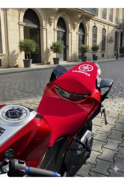 Utku Giyim Yamaha R25 İçin Logolu Artçı ve Sürücü Kırmızı Motosiklet Sele Kılıfı