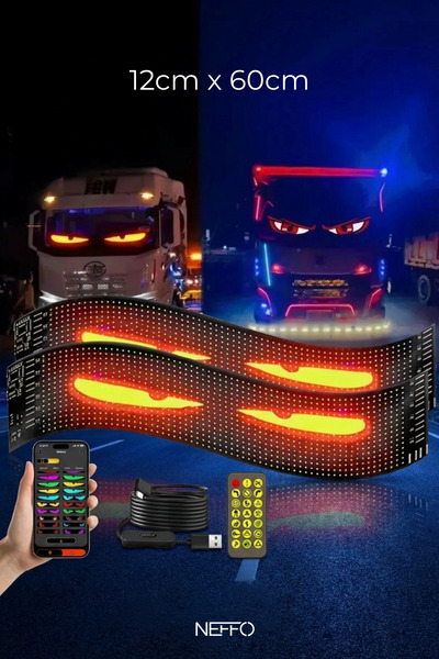 NEFFO Matrix Şeytan Göz Kayar Led Panel Tabela Uzaktan Kumandalı Telefon Üzer...