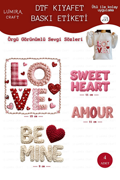 Burak Baskı Tasarım ورق طباعة DTF قابل للكي بالحرارة، يمكن طباعة عبارات الحب ...