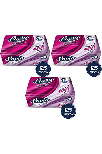 Papia Platinum Pratik Mendil 125 Yaprak (4 Katlı) 375 Yaprak (3PK*125)