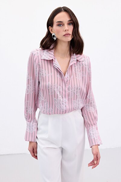 Sateen Wide Cuff Shirt - Pink