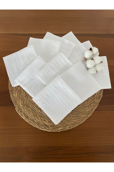GLORY BABY 10'lu Müslin Bebek Ağız Mendili %100 Pamuk Beyaz Renk 25X25 Cm