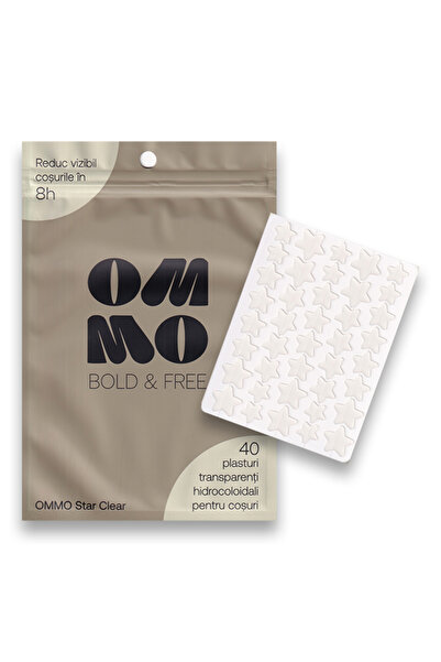OMMO Pachet Variat Star – Set de Plasturi Negri și Transparenti pentru Acnee, 80 buc, Tratament Zi și Noapte