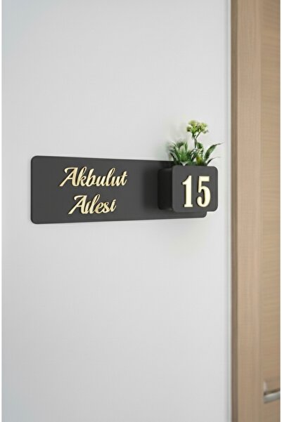 Amorf Design Çiçeklikli Kapı Numarası Ev Hediyesi Otel Site Ev Kapı Süsü