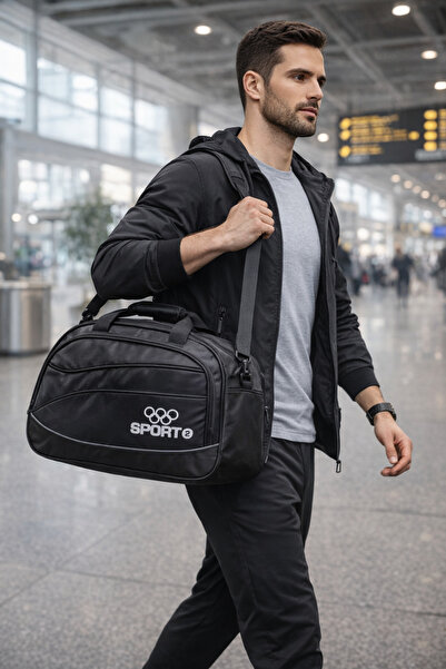 Dadacuq Geantă neagră pentru sport și călătorie, din material impermeabil, că...