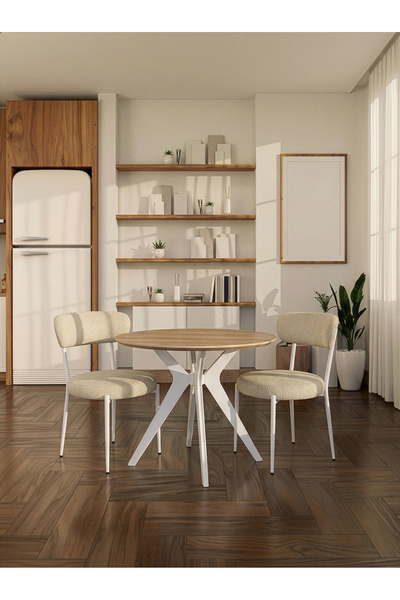 MODENSA 90X90 Yuvarlak Mutfak Masa Salon Masası Pera Model (Sadece Masa)