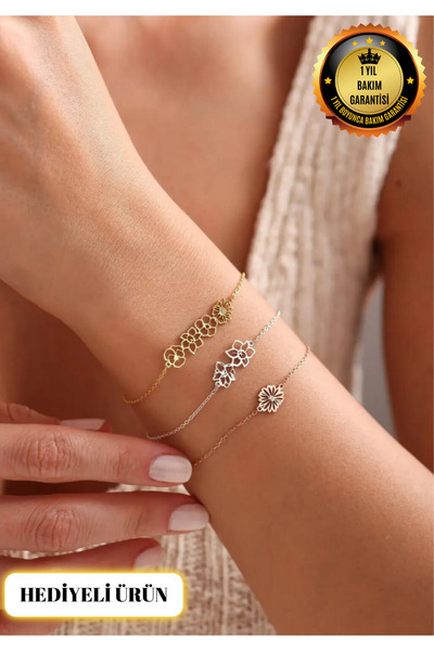 Lunea Co Kişiye Özel Doğum Ayı Çiçeği Bileklik | Ay Çiçeği Figürlü Minimal İn...