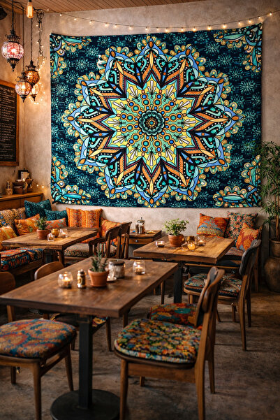 Vendini Canlı Renkler Mandala Duvar Örtüsü Duvar Halısı Wall Tapestry