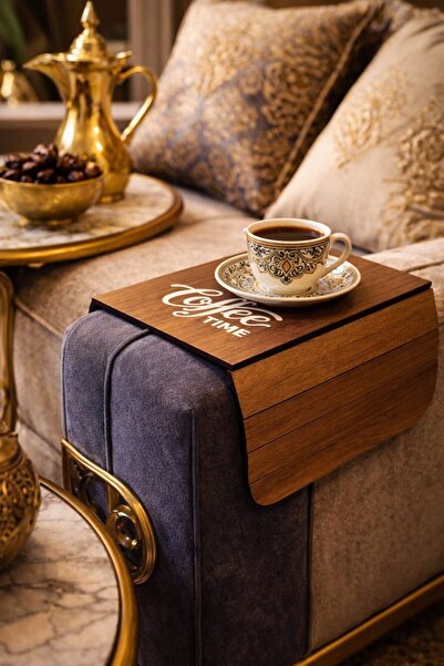 LAZORİAE Ahşap Koltuk Yan Tepsisi (40*20)– Esnek Koltuk Yanı Kahve Tutucu - M...