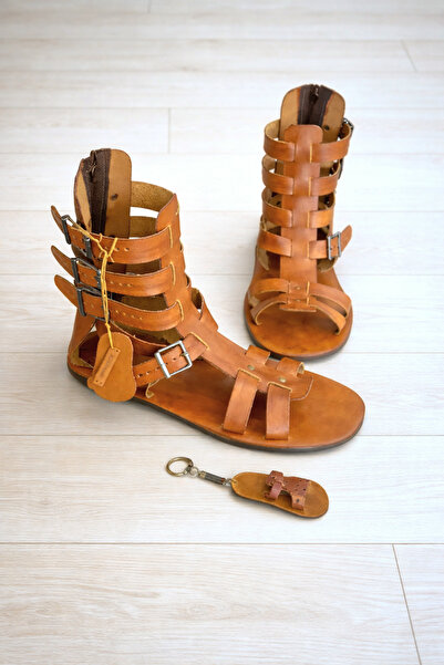 Bostini Sandals Fashion Style El Yapımı Deri Kösele Party Bohem Bot Gladyatör...