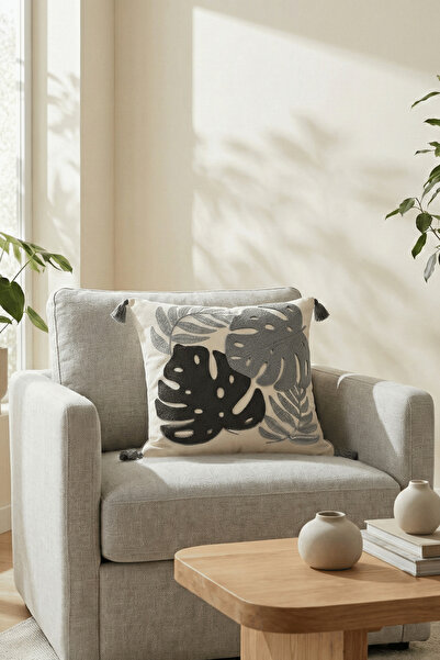 Destiva Home غطاء وسادة مزخرف مطرز بتصميم تروبيكال بانش ملون من القطن مقاس 42...