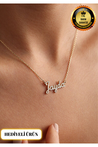 Lunea Co Kişiye Özel İsim Kolye, Kişiselleştirilebilir Taşlı İsim Kolye, Gümü...