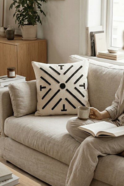 Destiva Home غطاء وسادة مزخرف مطرز بتصميم هندسي ملون مقاس 42x42 سم